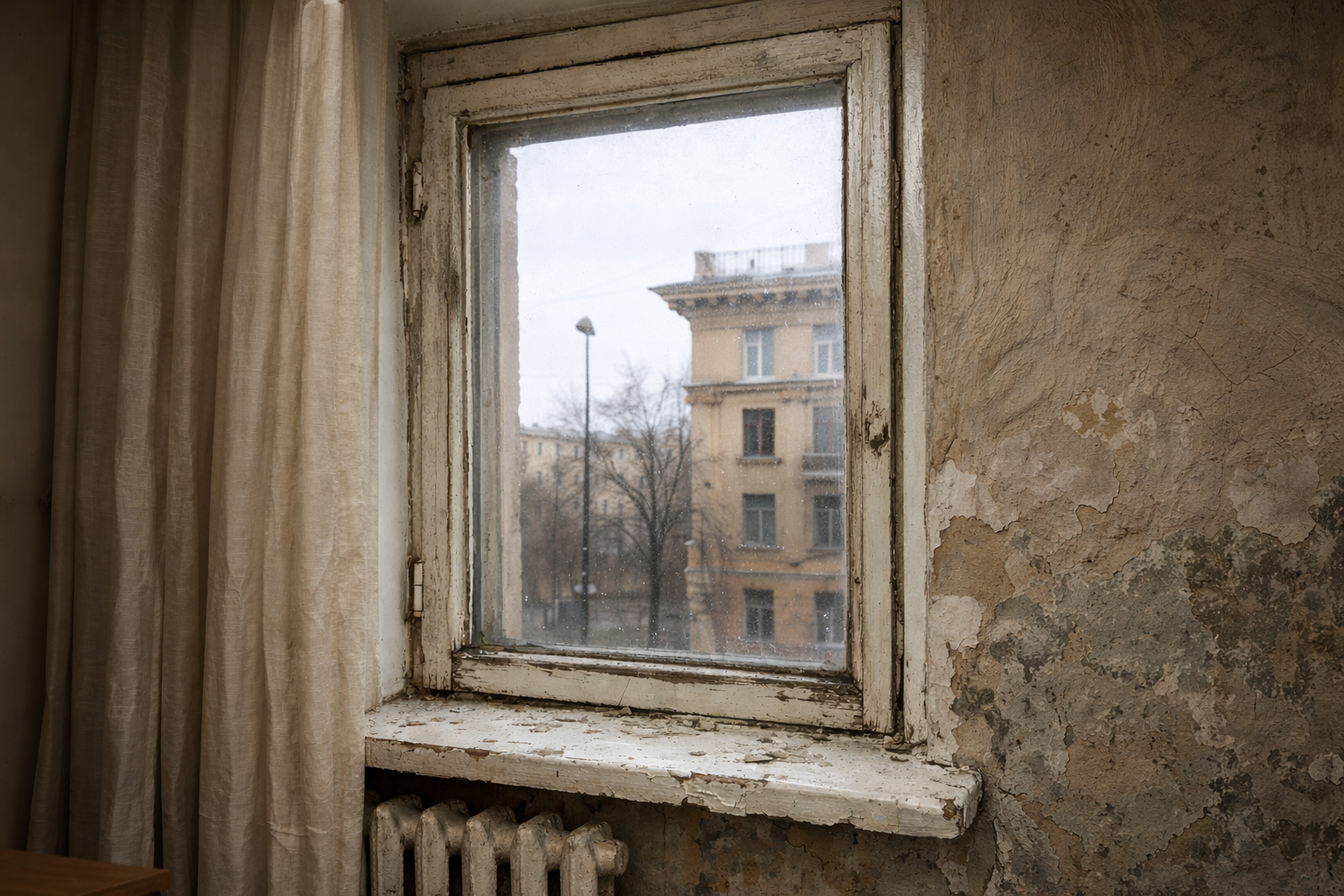 Состояние окон в сталинском доме — фото до